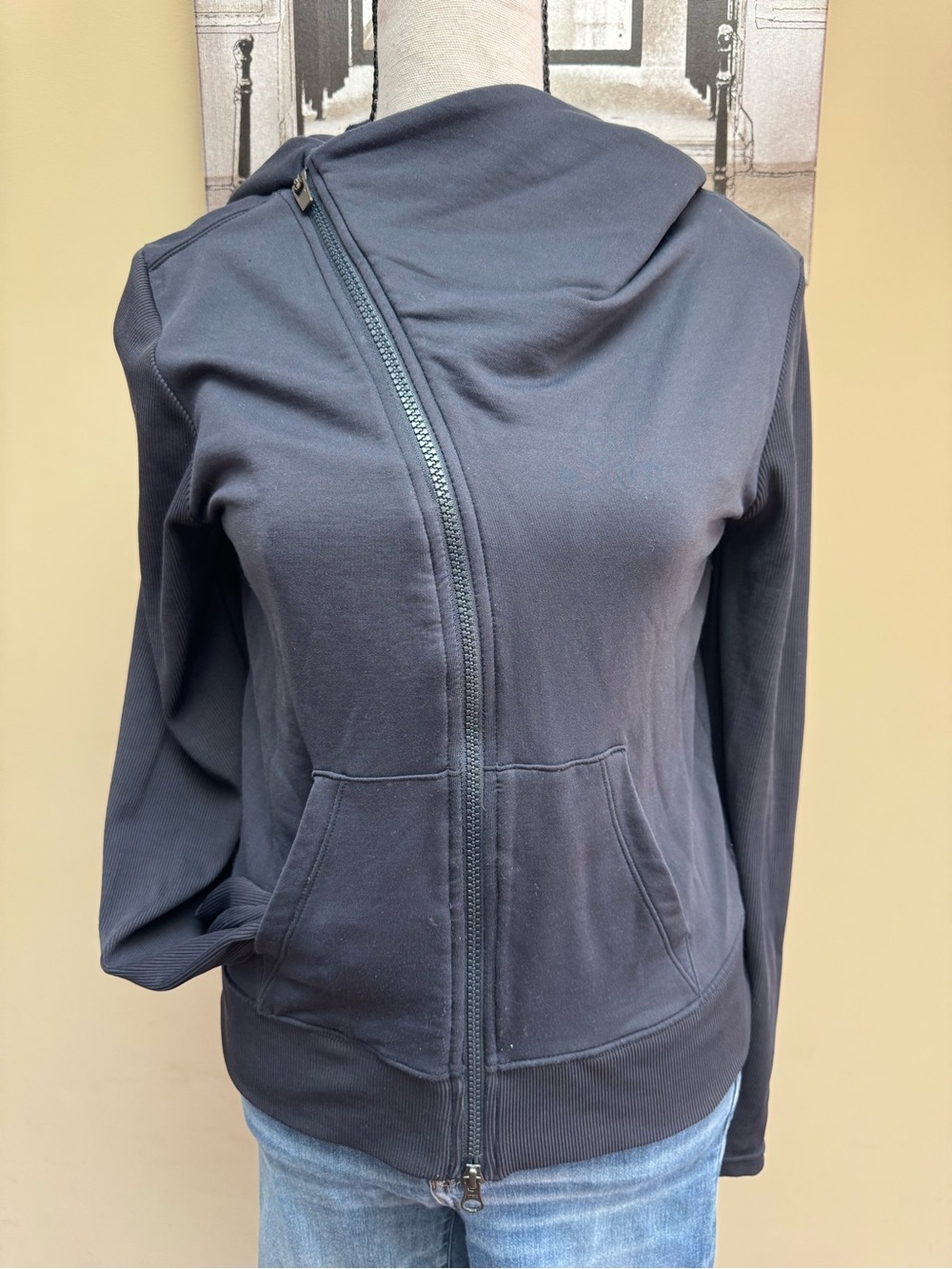 Athleta Women’s Asymmetric Zip Navy Hoodie Jacket